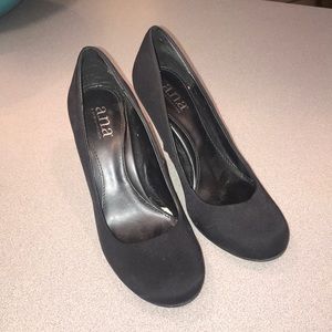 A.N.A Round Toe Black Heels